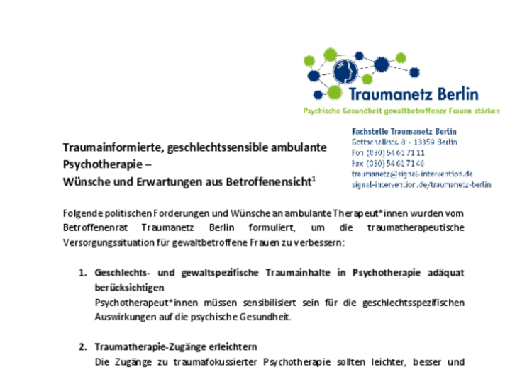 Ambulante Psychotherapie: Wünsche und Erwartungen aus Betroffenensicht (2023)